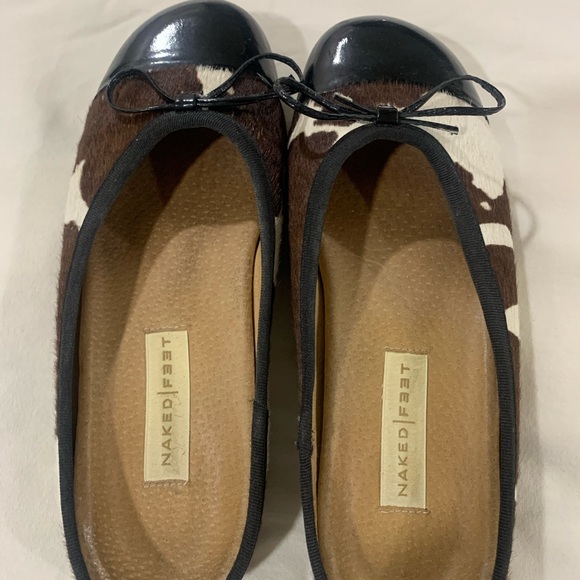 NAKED FEET CALF PRINT FLAT MULE STYLE SLIDES - Picture 2 of 7